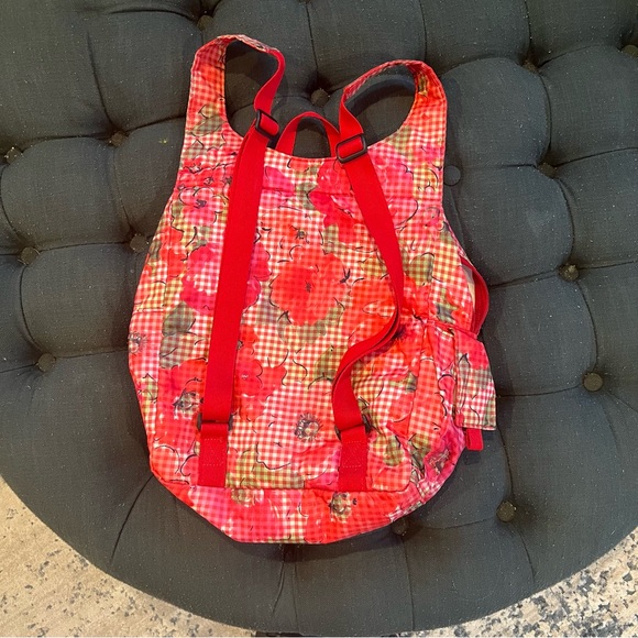 LeSportSac RARE Red Plaid Roses mini Backpack - Picture 4 of 6